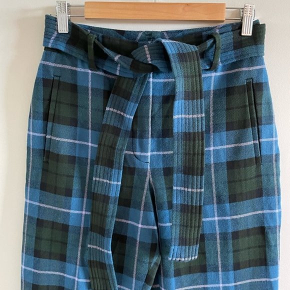 Aritzia Wilfred Blue Plaid Tie Front Pants Size 6 - Picture 5 of 11